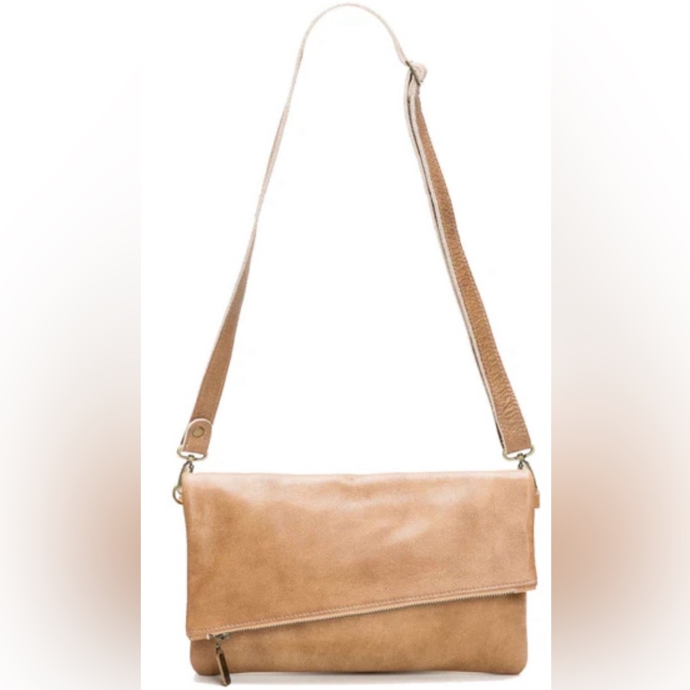Authentic Brynn Capella Jenne Foldover Crossbody - tan (Gold Dust) MADE IN USA - Picture 16 of 16